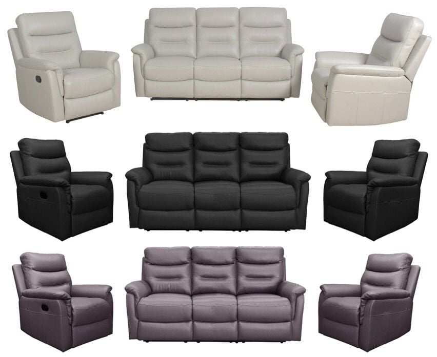 Milano 3 Seater Leather Reclining Lounge Suite Main Milano 3 Seater Leather Reclining Lounge Suite Main