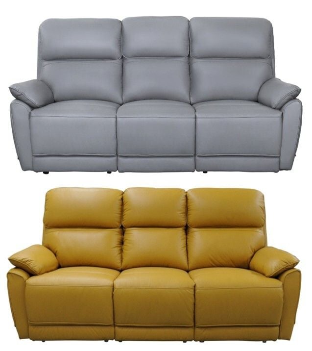 York Leather 3 Seater Reclining Lounge