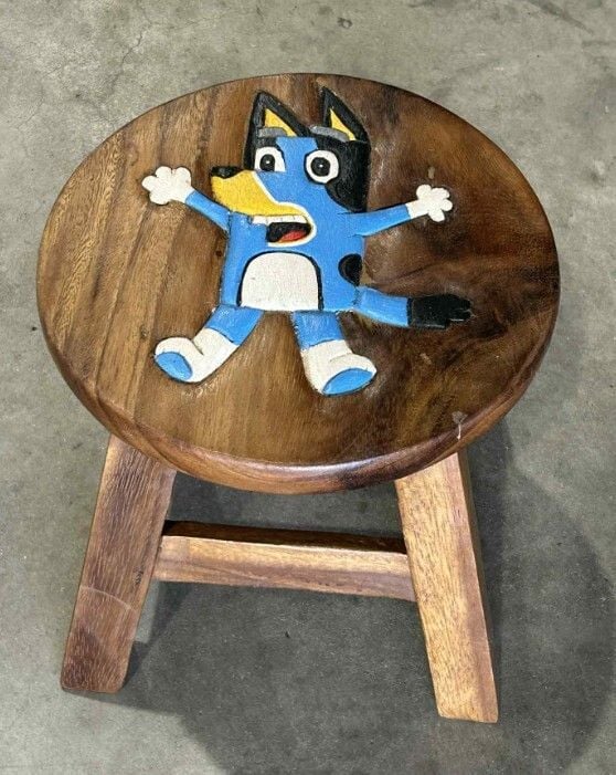 Bluey Timber Kids Stool Main Bluey Timber Kids Stool Main