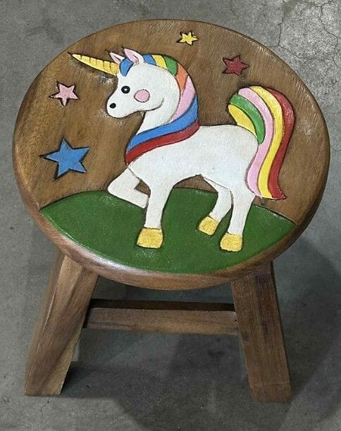 Unicorn Timber Kids Stool