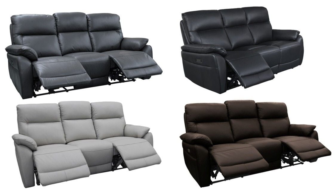 Aspect Leather Electric Reclining 3 Seater Lounge