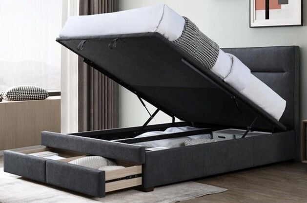 Hagan Gas Lift Queen Bed with Storage Drawers Main Hagan Gas Lift Queen Bed with Storage Drawers Main