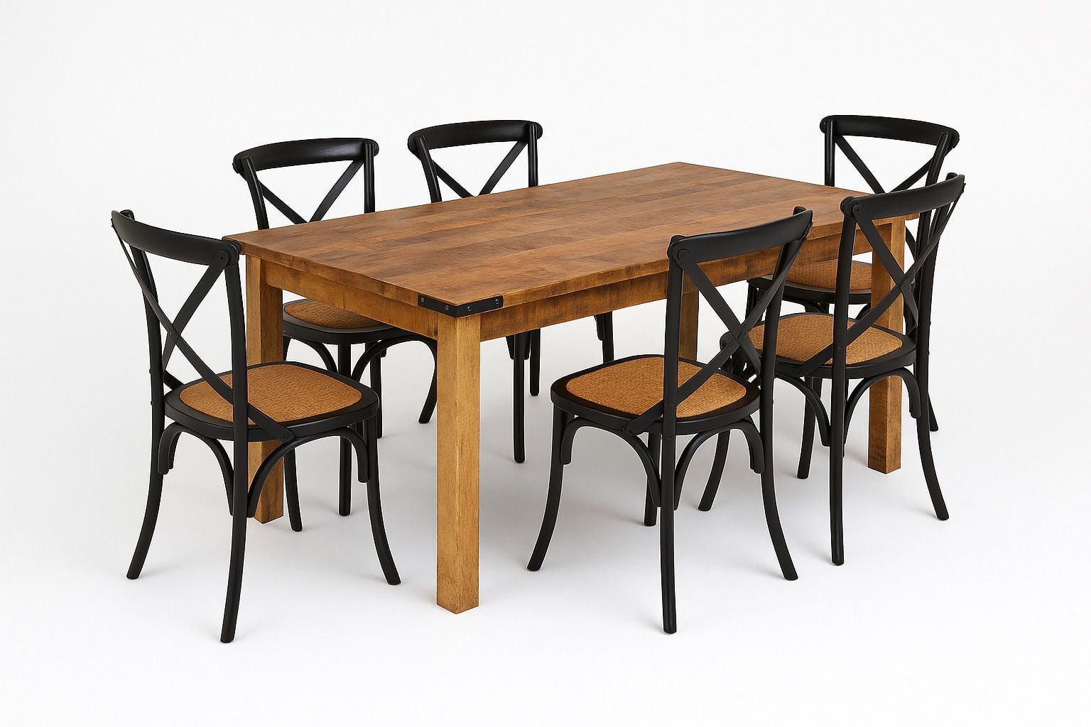 Foundry 7 Piece Dining Suite with Black Crossback Chairs Main Foundry 7 Piece Dining Suite with Black Crossback Chairs Main