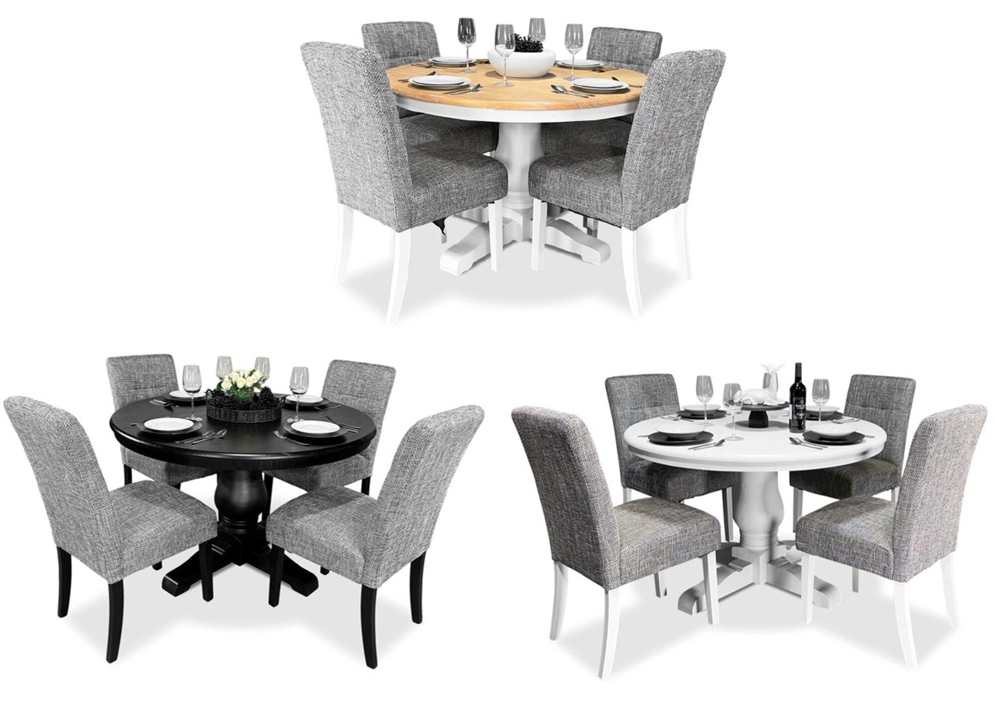 Bristol 5 Piece Dining Suite with Waffle Chairs - 1200mm
