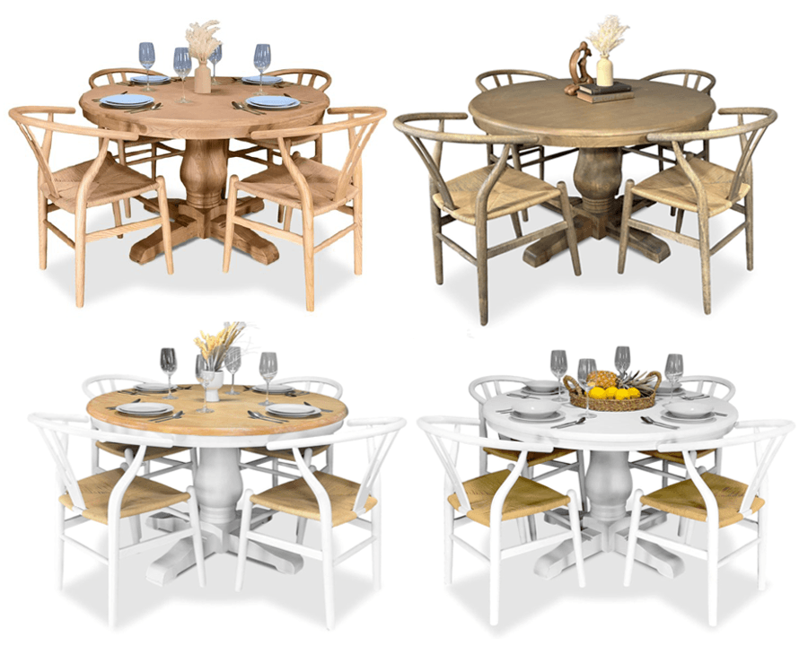 Bristol 5 Piece Dining Suite with Wishbone Chairs - 1200mm