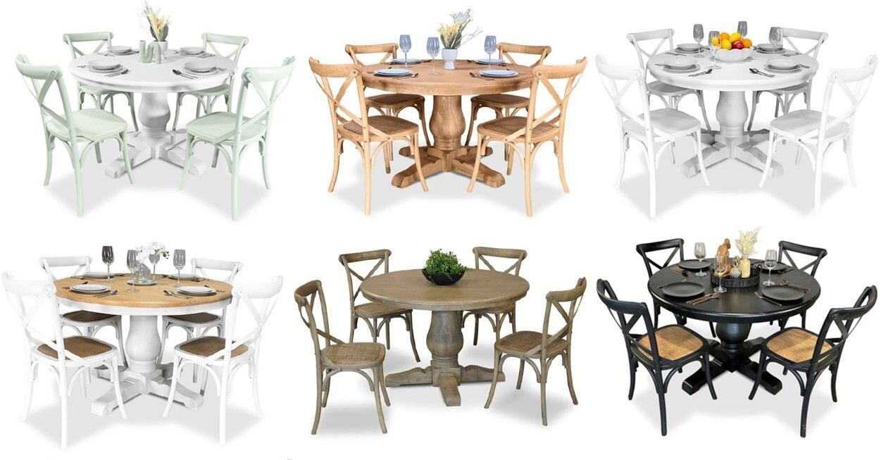 Bristol 5 Piece Dining Suite with Crossback Chairs - 1200mm