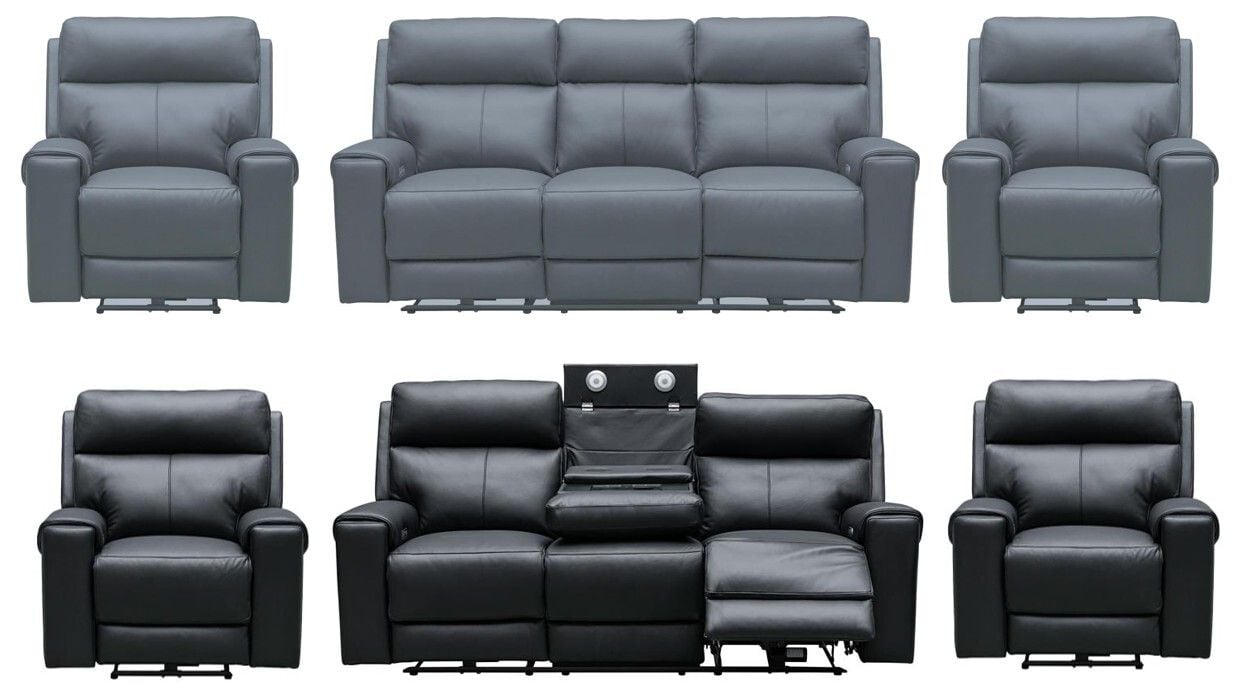 Olivia 3 Seater Leather Electric Reclining Lounge Suite Main Olivia 3 Seater Leather Electric Reclining Lounge Suite Main