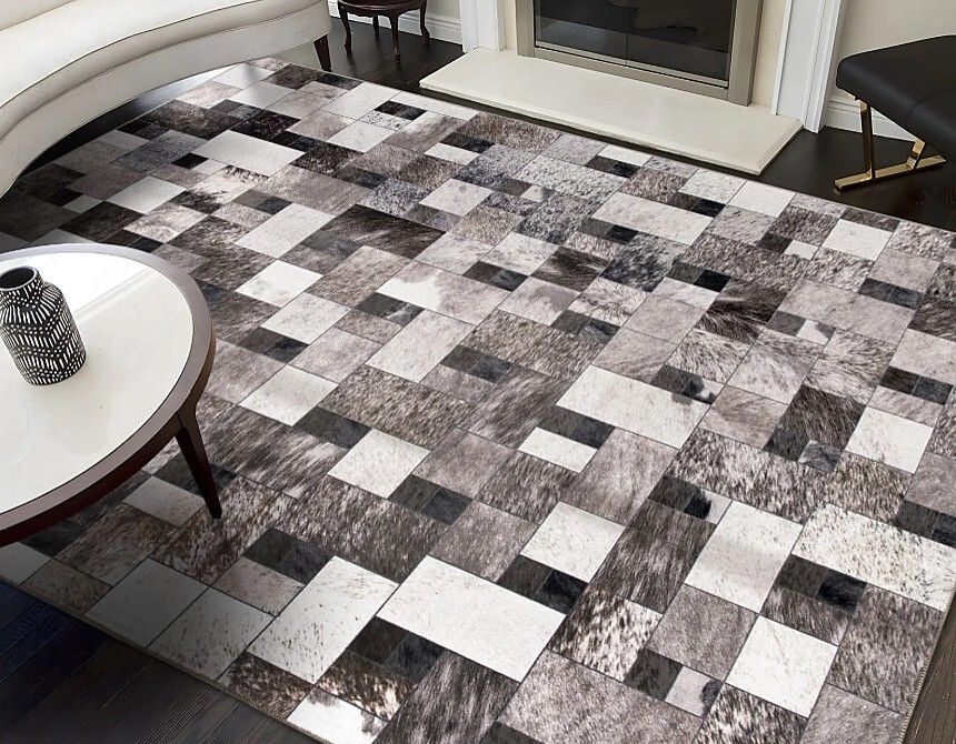 Faux Cowhide Rug - Grid Related Faux Cowhide Rug - Grid Related