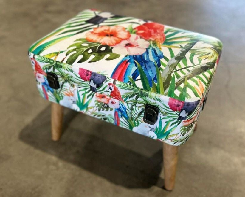 Tropical Parrots Storage Seat - Small Main Tropical Parrots Storage Seat - Small Main