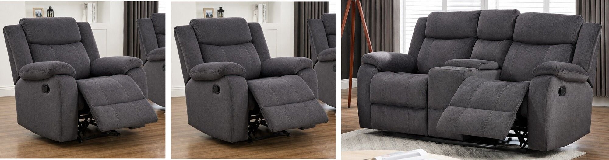 Gerald 2 Seater Reclining Lounge with Console Suite Main Gerald 2 Seater Reclining Lounge with Console Suite Main