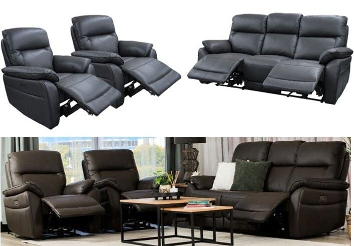 Aspect Leather Electric Reclining 3 Seater Lounge Suite