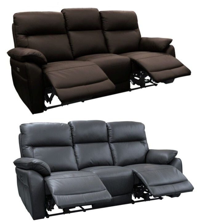 Aspect Leather Electric Reclining 3 Seater Lounge