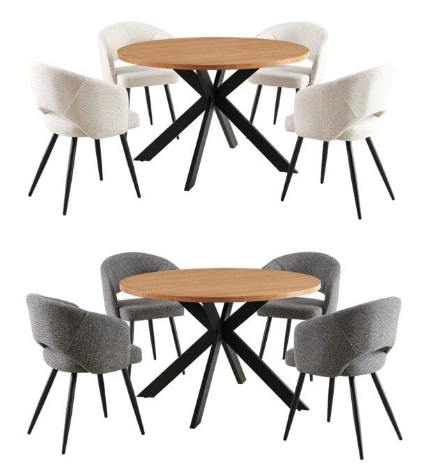 Barlow 5 Piece Round Dining Suite with Matzo Chairs Main Barlow 5 Piece Round Dining Suite with Matzo Chairs Main