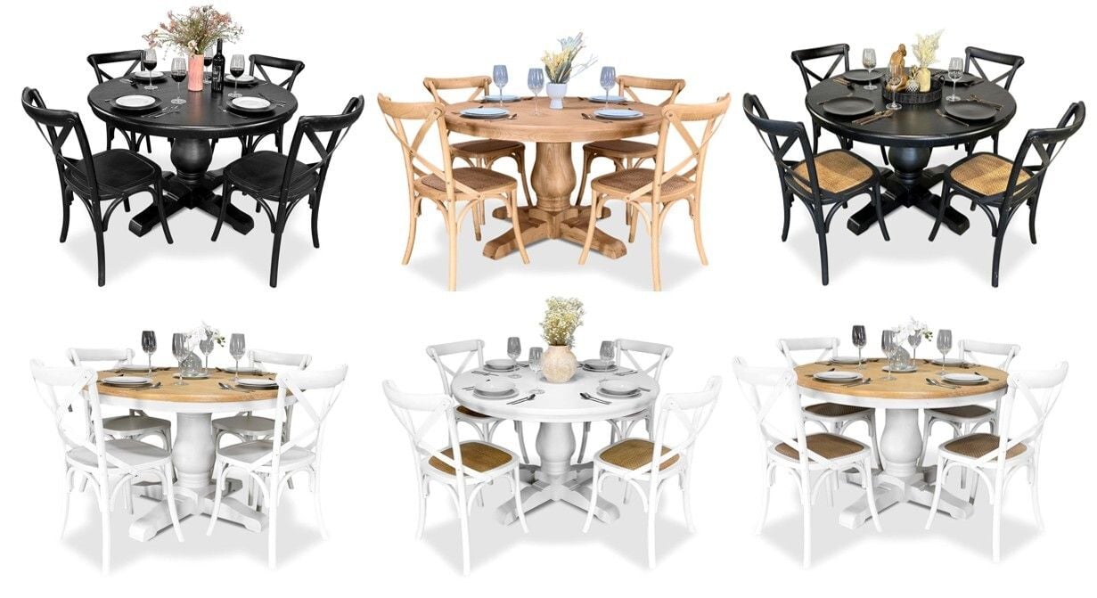 Bristol 5 Piece Dining Suite with Crossback Chairs - 1200mm