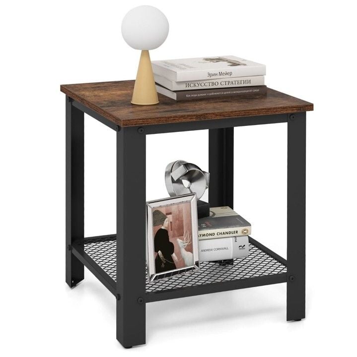 Rustic 2 Tier Side Table