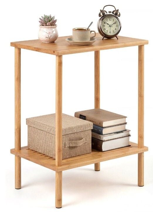 Natural Side Table with Shelf Related Natural Side Table with Shelf Related