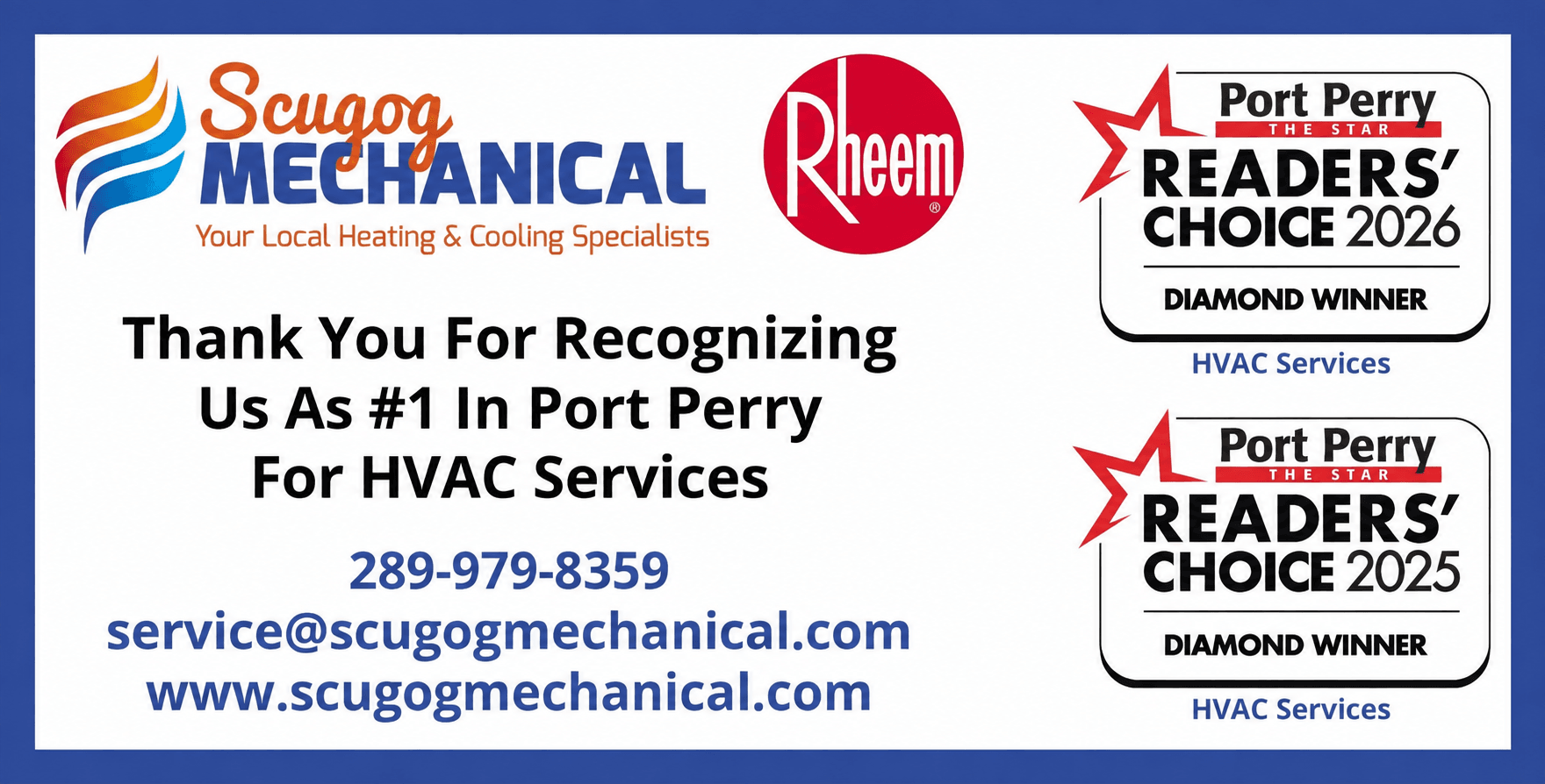 Scugog Mechanical Readers Choice Winner Scugog Mechanical Readers Choice Winner