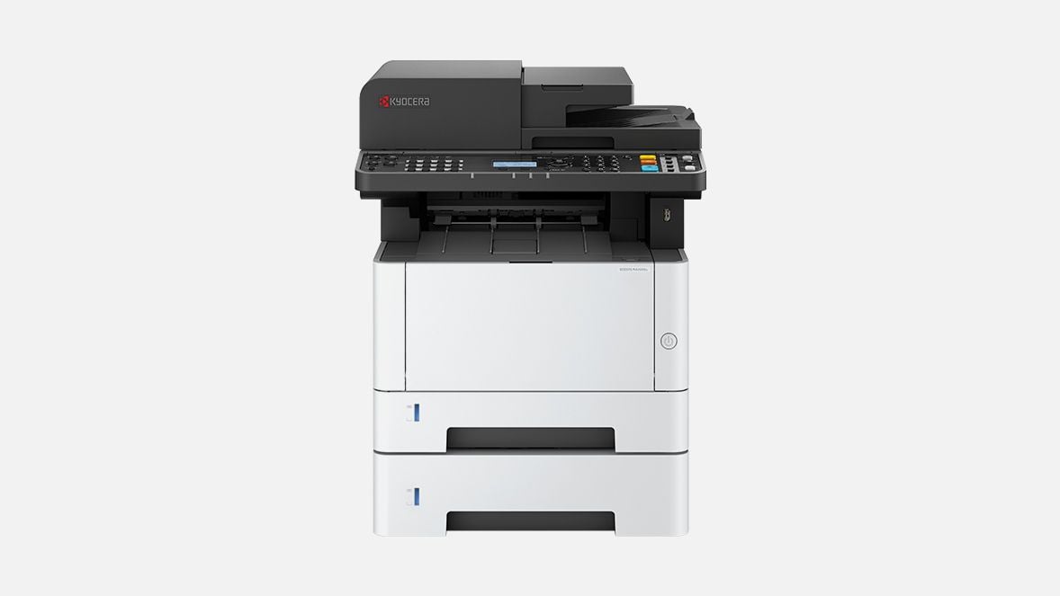 The Kyocera ECOSYS MA4000x black and white desktop multifunction printer offers, copy, print and scan functionality. It offers a robust design, reliable performance and is pictured here with the optional 500 sheet tray.