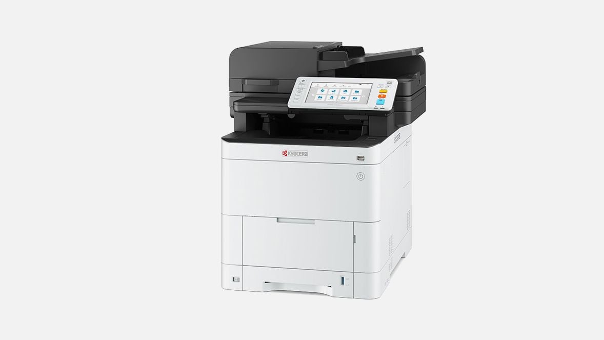 Right hand view of the ECOSYS MA3500cifx, a powerful and versatile A4 colour Multifunction Copiers, printing at 37 pages per minute and offering copy, print, fax and scan.
