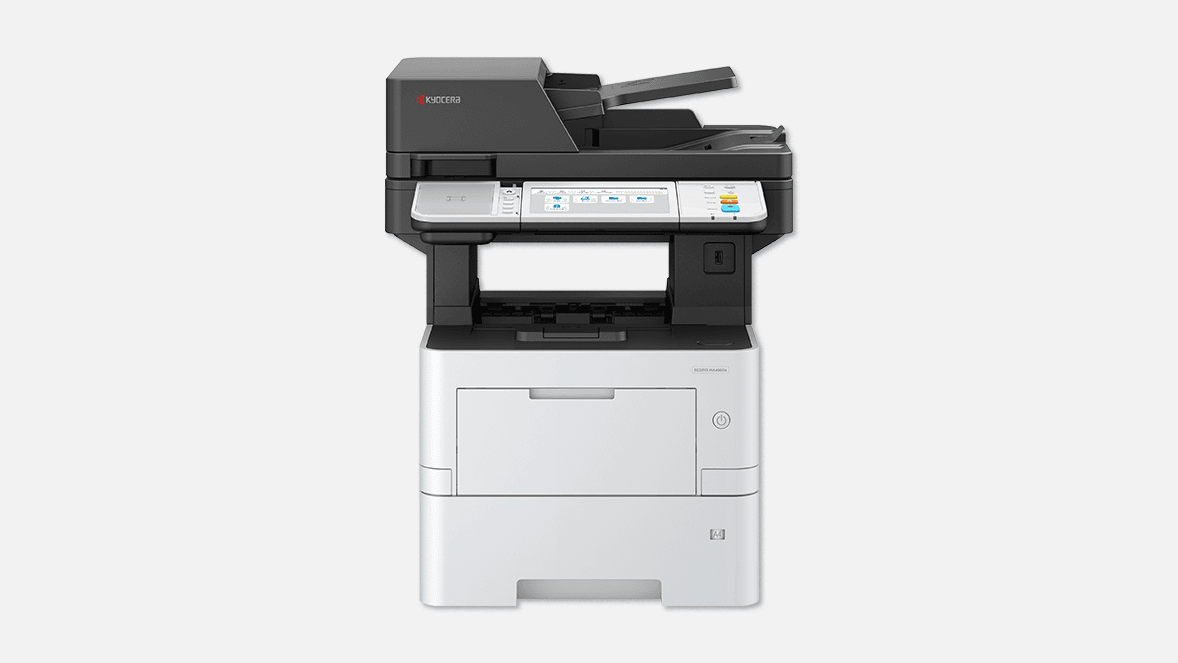 Kyocera ECOSYS MA5500ifx black and white desktop multifunction printer is a cost effective, robust solution for high volumes of monochrome printing.