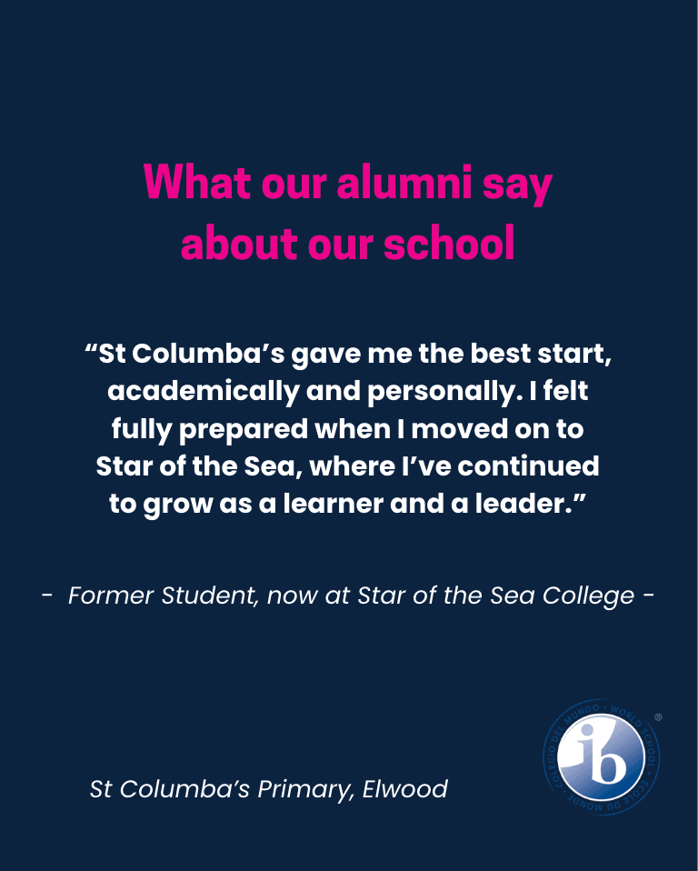 Former St Columba&rsquo;s student now studying at St Mary&rsquo;s/De La Salle/Brighton Secondary.