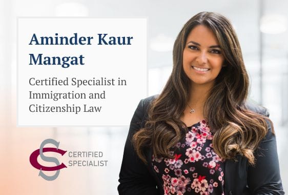 Aminder Recognized as a Certified Specialist in Immigration Law