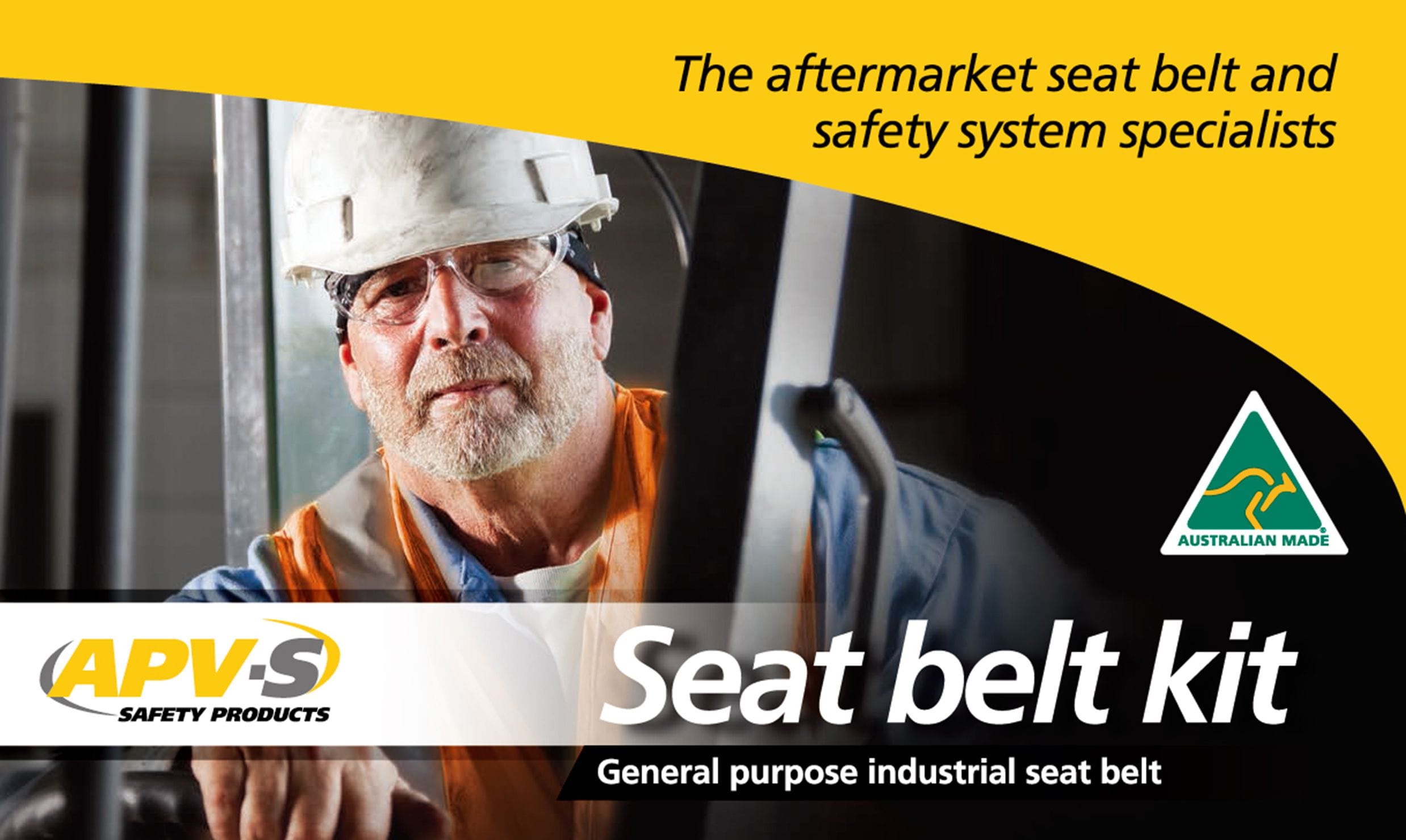 Seat belt kits for Industrial vehicles, mobile plant, tractors, construction equipment, forklifts, GSE. Mining and other specialist applications