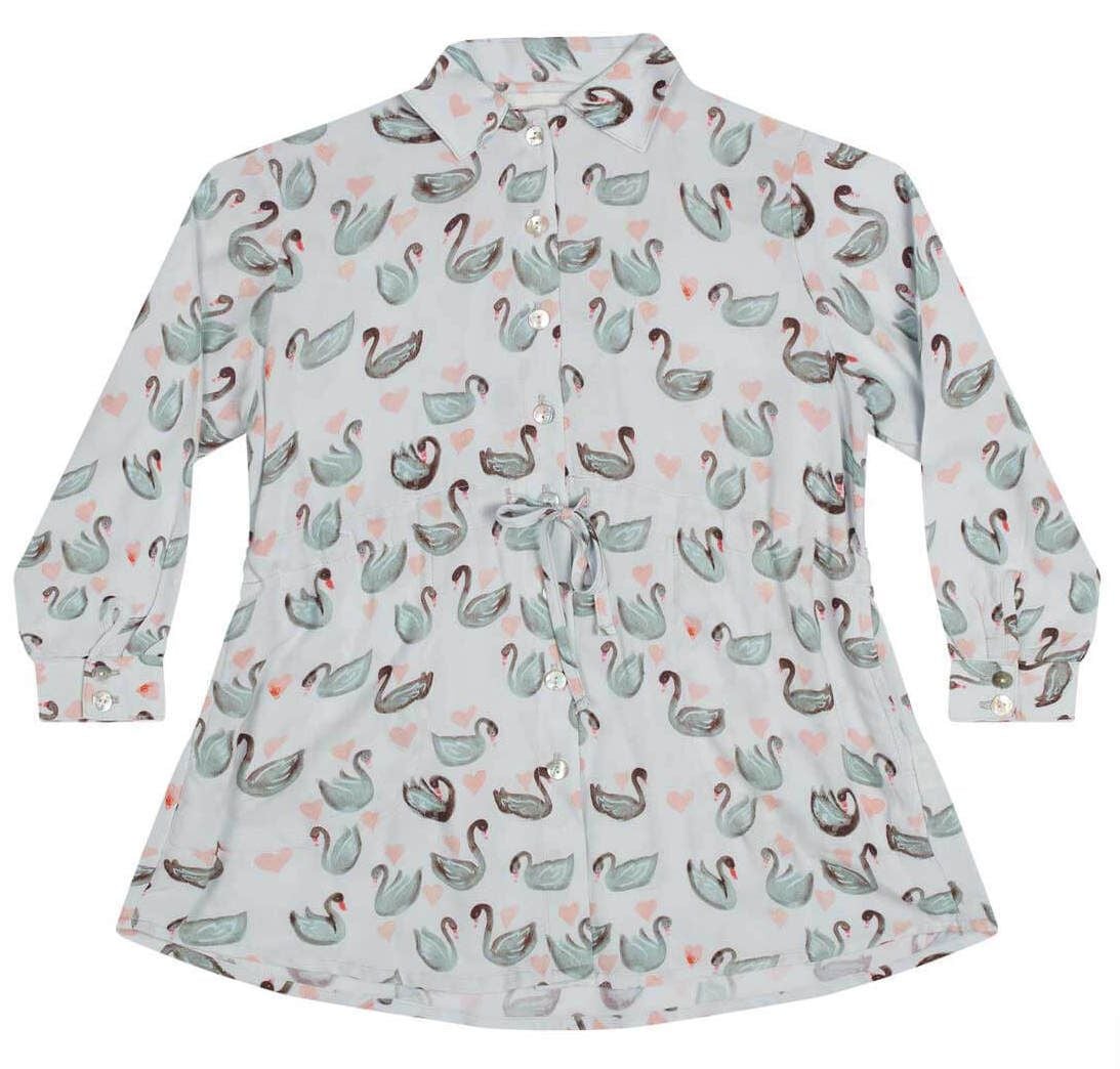 Paper Wings - Shirt Dress - Swan Repeat