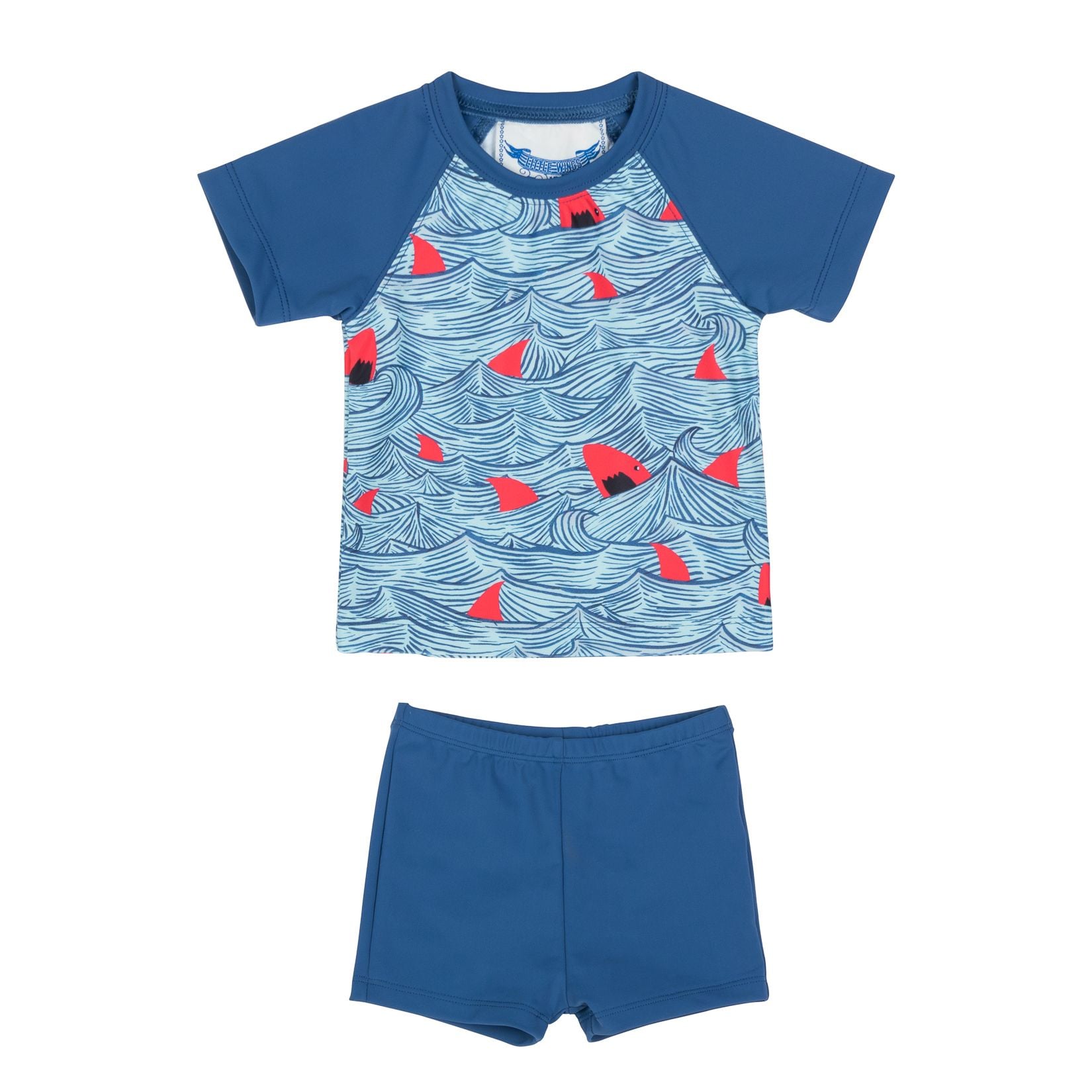 Little Wings by Paper Wings - Short Sleeve Rashie Set - Sharks Red