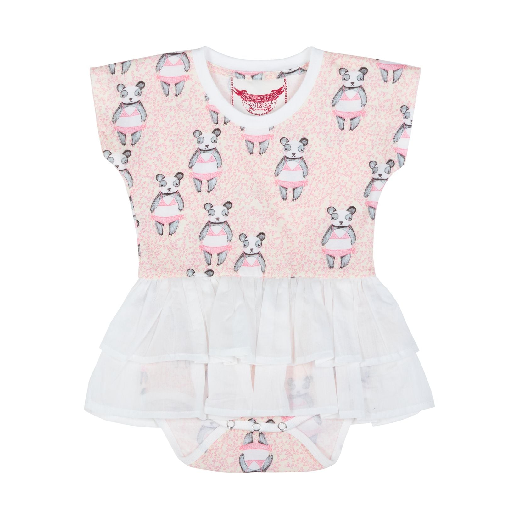 Little Wings by Paper Wings - T-shirt Romper w /Skirt - Random Pandas