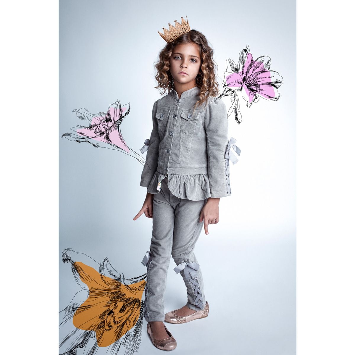 Paper Wings - Velvet Jeans with Bows