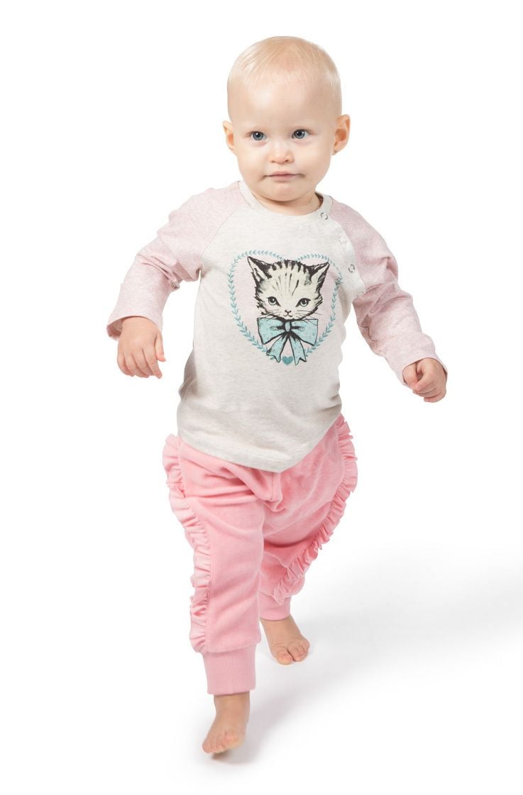 Little Wings by Paper Wings - Long Sleeve Raglan T-Shirt - Heart Kitty