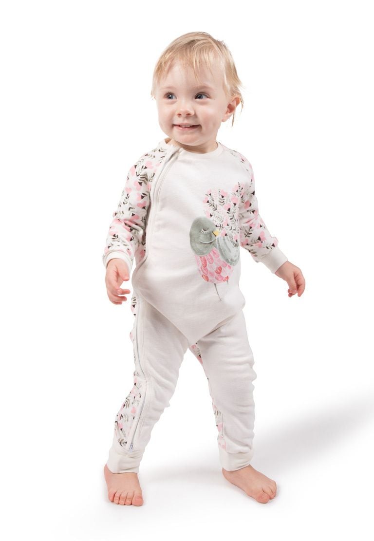 Little Wings by Paper Wings - Zip Up Raglan Romper - Heart Tale