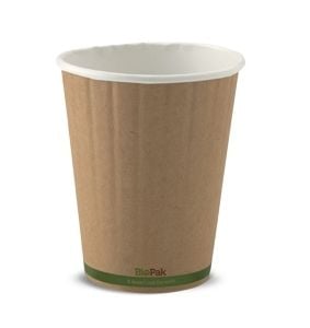 Kraft PLA Lined Green Stripe Double Wall