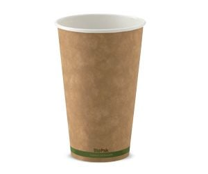 510ml/16oz(90mm) Kraft Green Stripe Single Wall Biocup