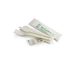 16.5cm/6.5" PLA Knife,Fork,Napkin,Salt & Pepper Set