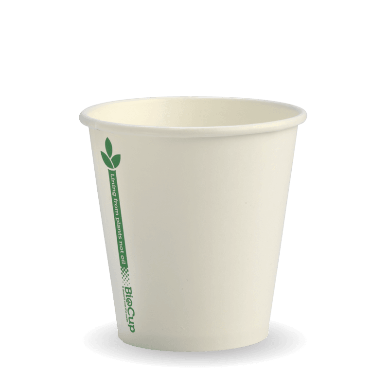 230ml/6oz(80mm) White Green Line Single Wall Biocup