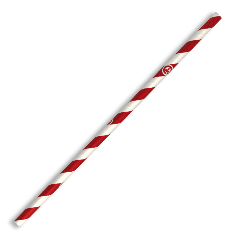 6mm Regular Red Stripe Biostraw