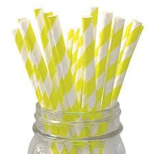 Paper Eco-Straw- Yellow/White Stripe