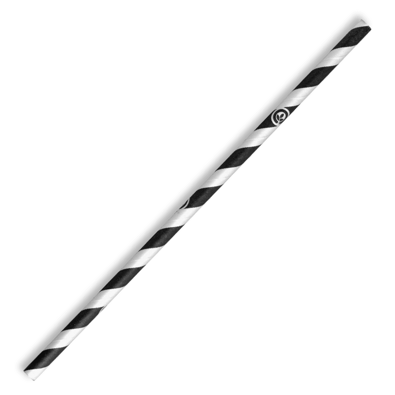 6mm Regular Black Stripe BioStraw