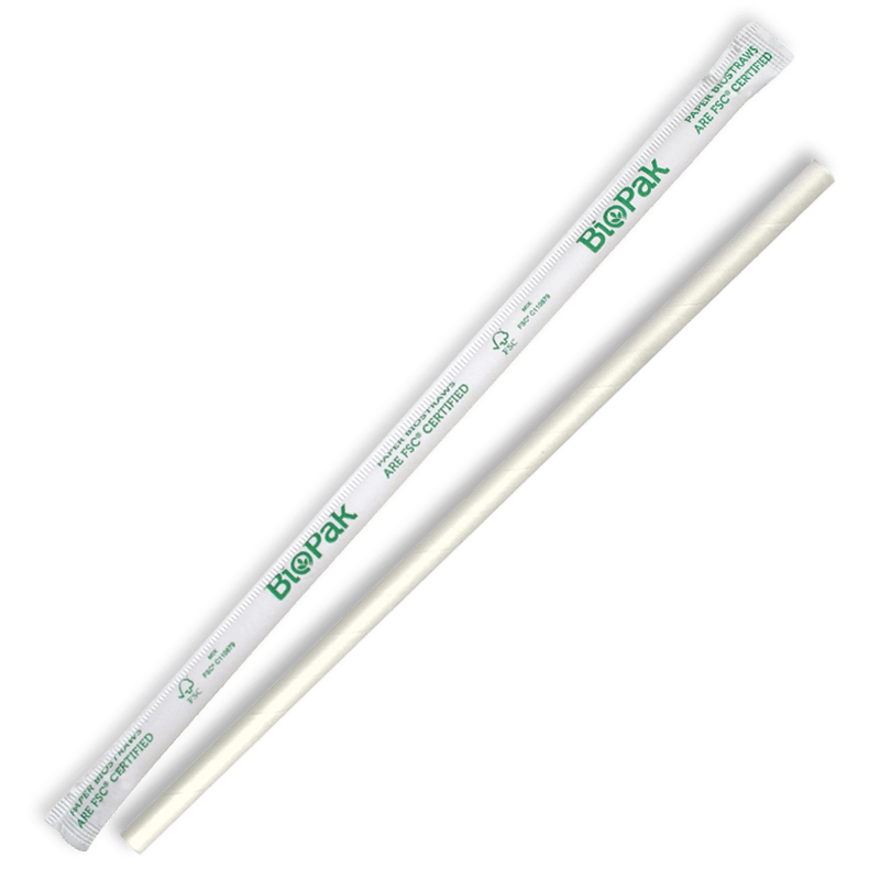 6mm Regular White Biostraw-Individual Wrapped