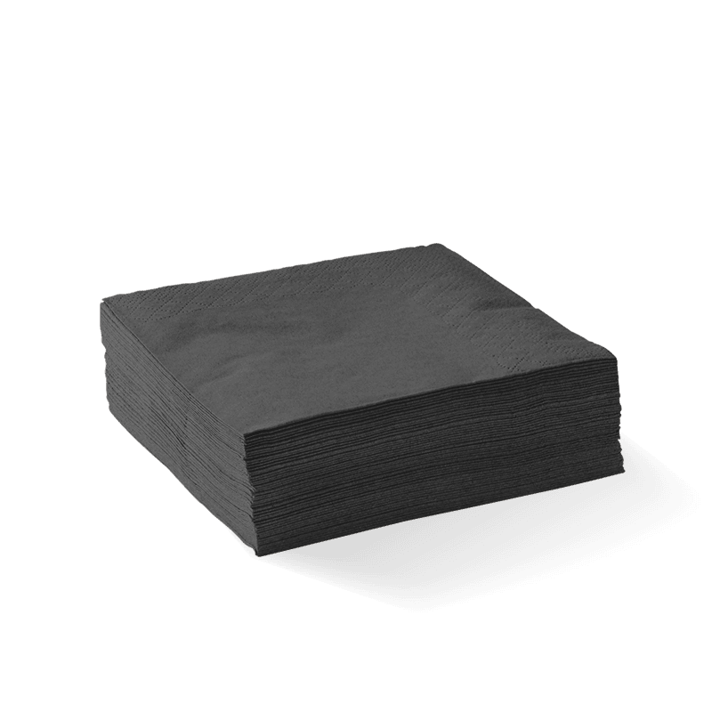 2 Ply Black Corner Embossed Cocktail Bionapkin