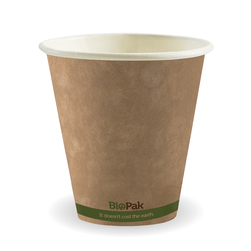 280ml/8oz(90mm) Kraft Green Stripe Single Wall Biocup