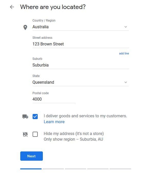 Enter Your Business Address