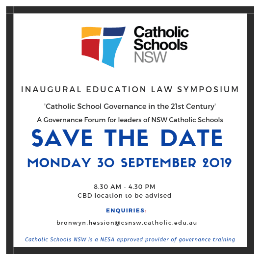 Save the Date - Catholic School Governance in the 21st Century