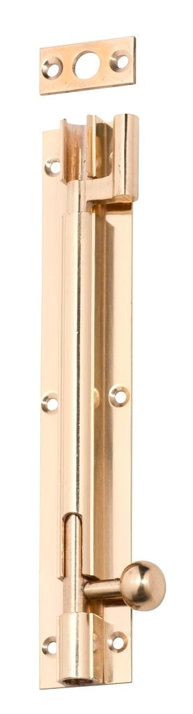 Barrel Bolt - Offset Polished Brass 150mm x 25mm1346