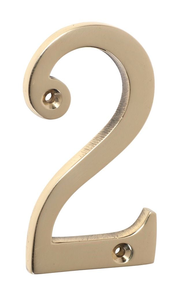 Numeral '2' Polished Brass1392