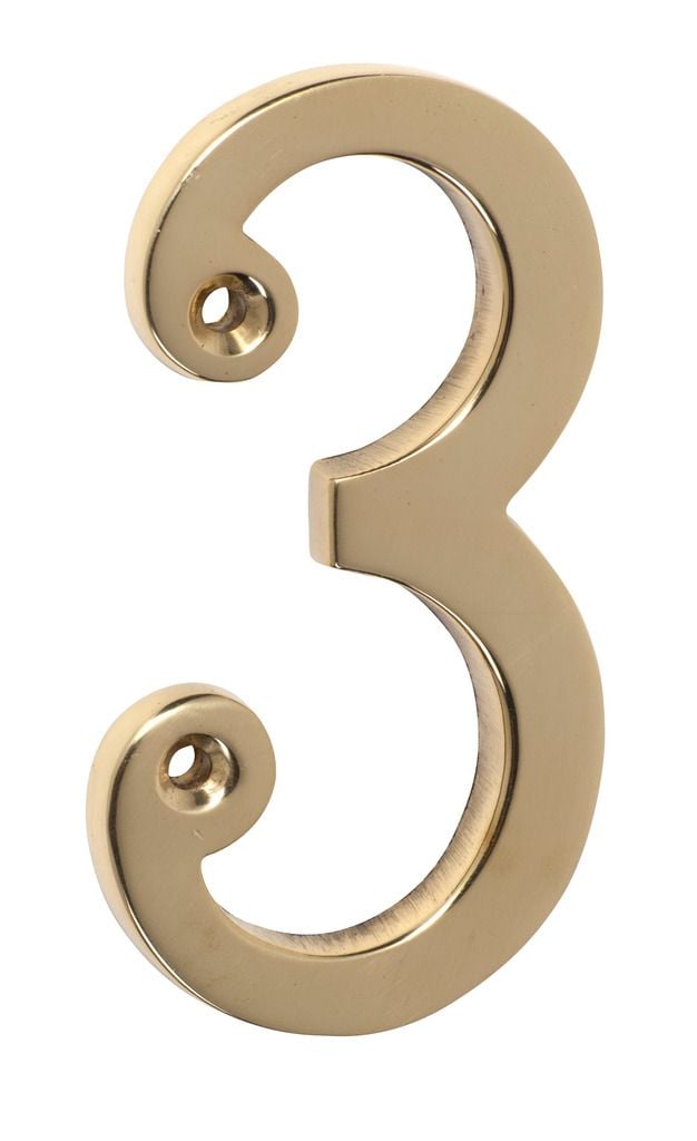 Numeral '3' Polished Brass1393