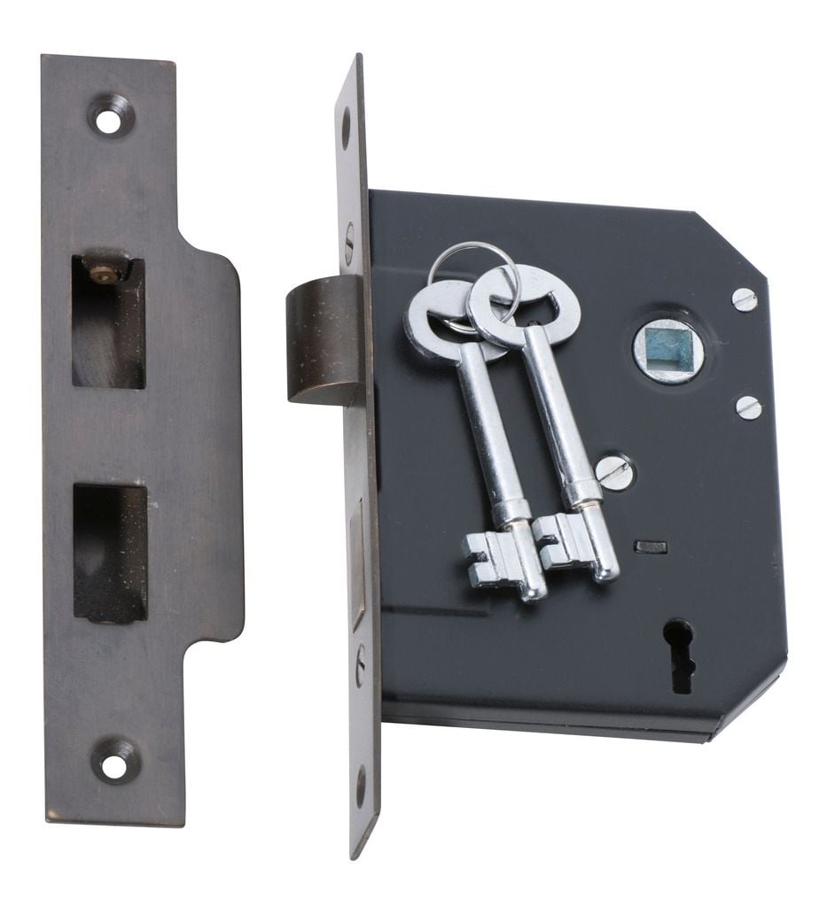 3 Lever Mortice Lock Antique Brass2201