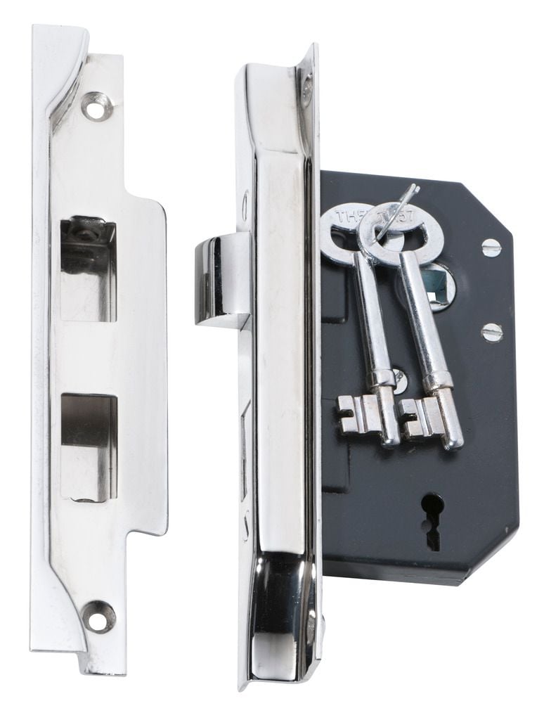 3 Lever Rebated Mortice Lock Chrome2214